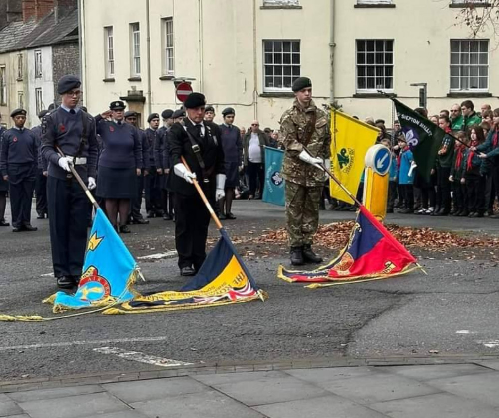 The fallen were remembered in Shepton Mallet this morning at a service at the Cenotaph. 