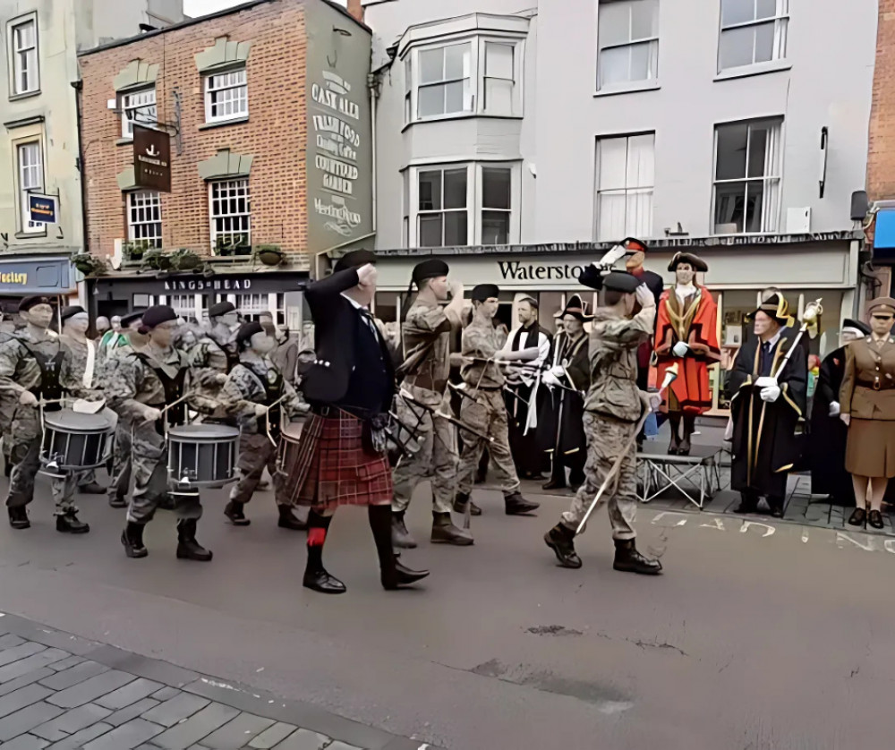 The parade passes through Wells High Street The parade passes through Wells High Street