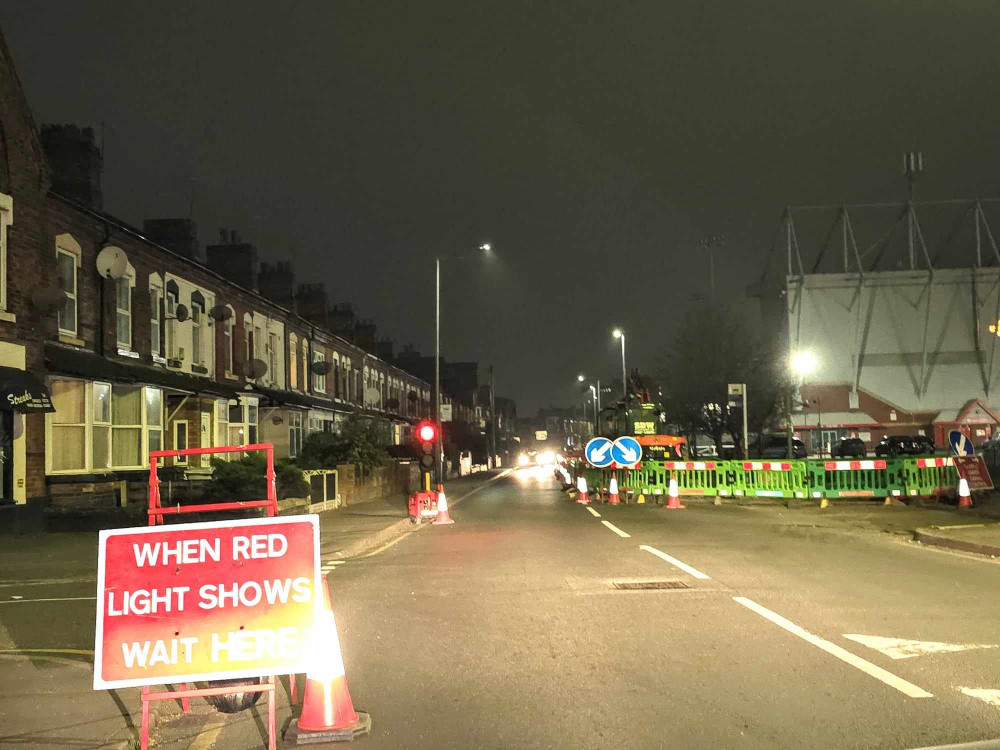 Multi-way traffic signals are in place on Gresty Road, between St Clair Street and Bedford Street, until Saturday 16 November (Ryan Parker).