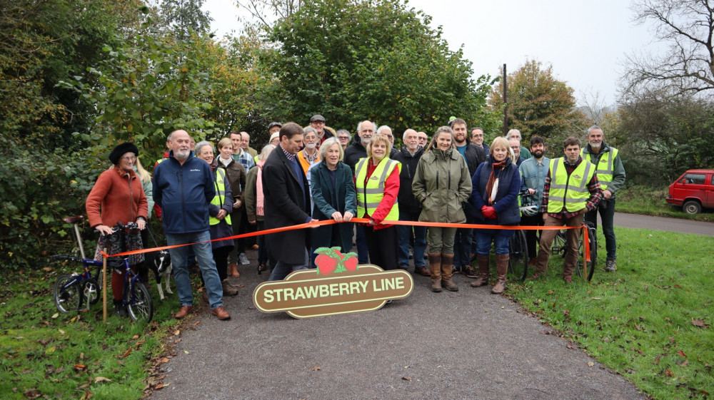 MP for Wells and the Mendip Hills, Tessa Munt, helps to open the newly completed section of the route. 