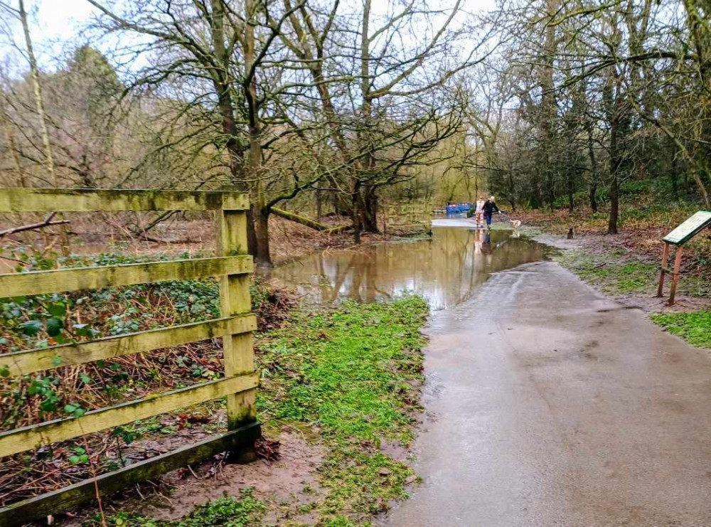 The pathway alongside Valley Brook in Woolstanwood is regularly flooded (Nub News).