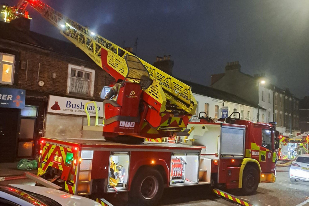 The cause of the fire at Boston Road, Ealing on 10 November is under investigation (credit: @LondonFire/X).