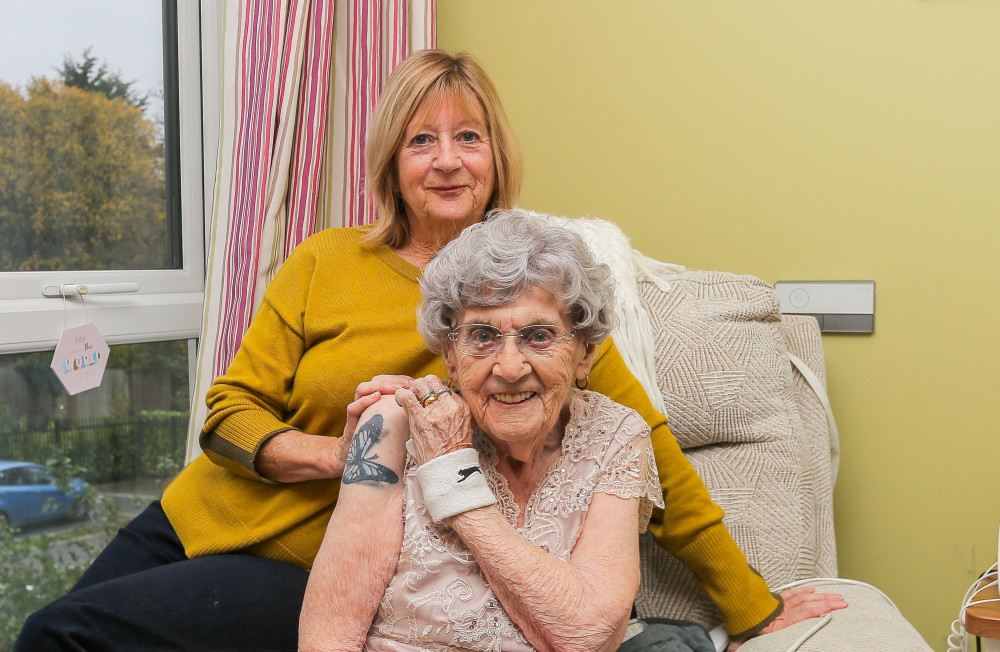 Hilda West first got the tattooed initials of her late husband Ernest and son David on her wrist back in 2019 (image via SWNS)