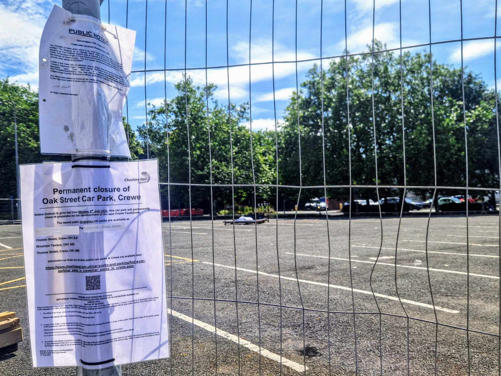 The 129-space Oak Street Car Park closed for the new Crewe Youth Zone this summer (Ryan Parker).