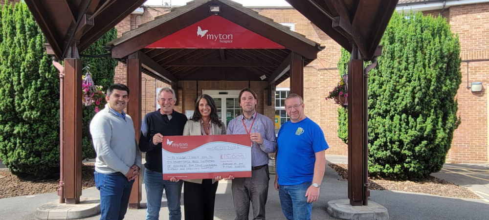 From left: Jai Purewal (KENFEST), Loz Sibley (KENFEST), Dawn Cooper (Bromwich Hardy), Chris Wilmott (The Myton Hospices) and Martin Stockbridge (KENFEST).