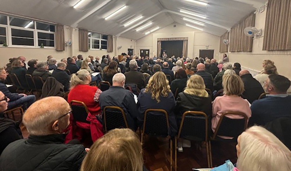 Standing room only in West Horndon Village Hall. 