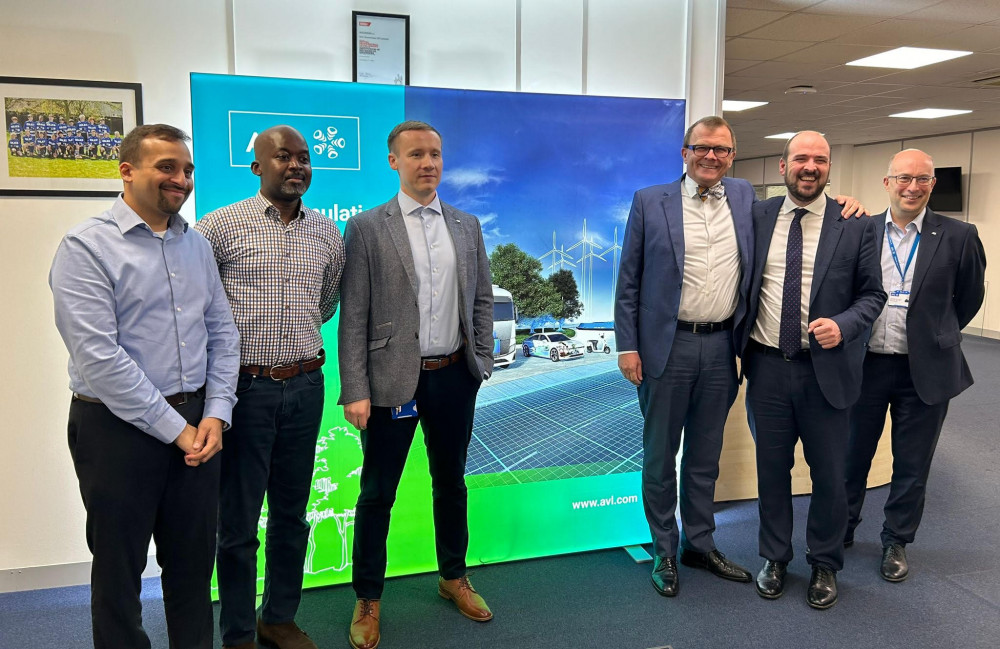 Richard Holden with Managing Director Matthias Wellers (third from the right) and members of the AVL team: Jon Caine, Mamadou Ndiaye, Taaha Hussain and Ivan Zalac.