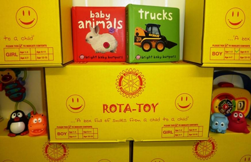 Each year the club deliver empty RotaToy Boxes to a number of local organisations for children to fill with new and preloved toys for other local children in need (Wilmslow rotary club).