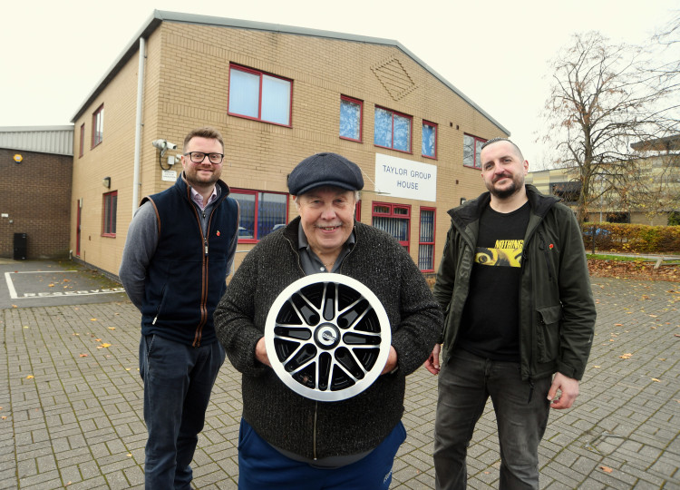 Exterior from left: Jonathan Blood, Chris Brown, and David Brown (John Brown Wheels) outside Taylor Group House (image supplied)