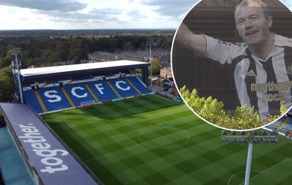 'An Evening with Alan Shearer' will take place in the 1883 Lounge at Edgeley Park on Friday 22 November 2024 (Images - Stockport County / inset: Andrew Tryon, Wikimedia Commons) 'An Evening with Alan Shearer' will take place in the 1883 Lounge at Edgeley Park on Friday 22 November 2024 (Images - Stockport County / inset: Andrew Tryon, Wikimedia Commons)