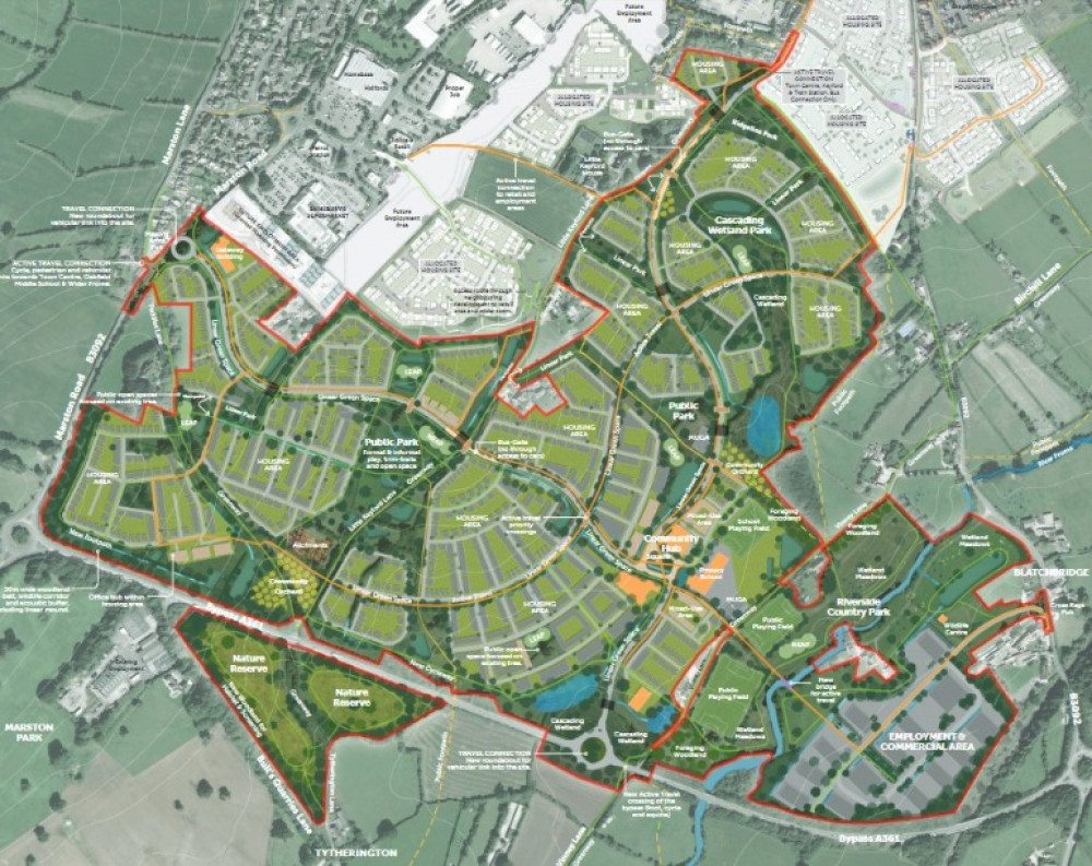 An amended masterplan for the Selwood Garden Community in Frome (image via planning application)