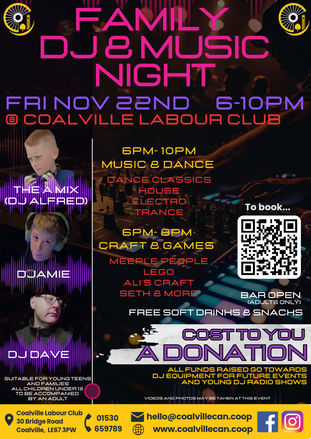 Family DJ and Music Night at Coalville Labour Club and Institute, Bridge Road, Coalville