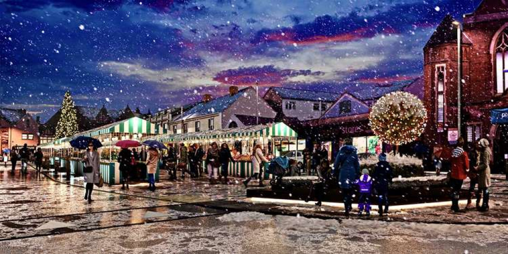 An artist's impression of how Marlborough Square will hold its Christmas event. Image: North West Leicestershire District Council