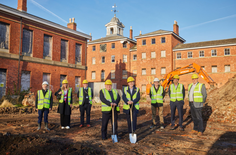 Construction work has begun on St Thomas' Gardens, a new residential scheme for Stockport town centre, providing 67 affordable homes and an 82-bed care facility (Image - Stockport Council)