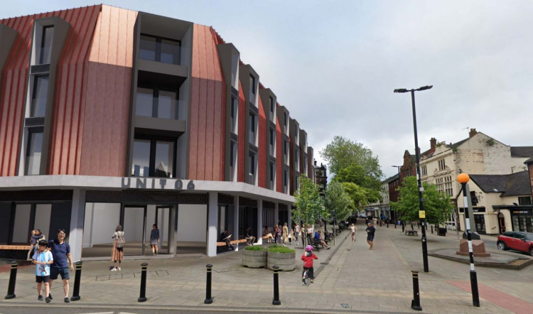 York Place, in Newcastle, could become 52 flats and ground floor commercial units (Image via planning application).