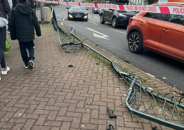 The pedestrian island after Ms Greaves' accident in January (credit: Laura Kerry)