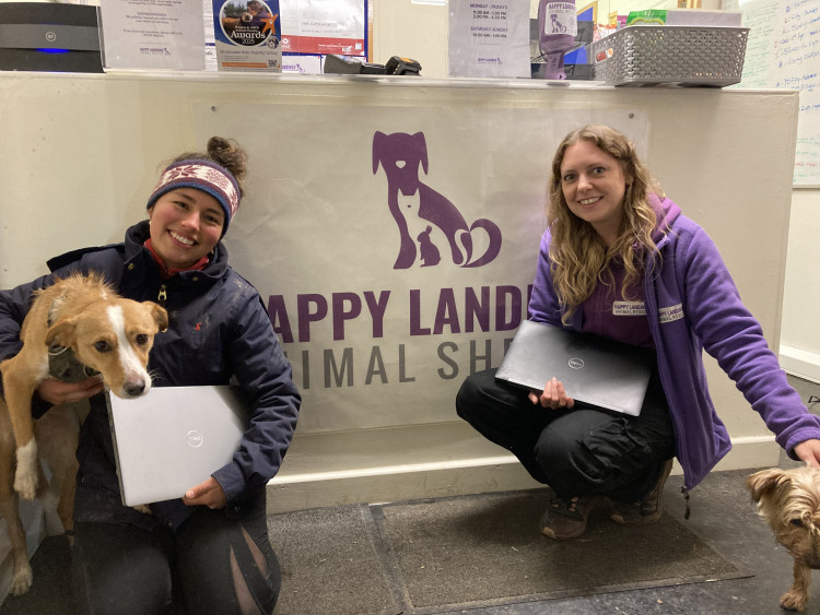 Donated laptops will help support the work of Happy Landings Animal Rescue team. 
