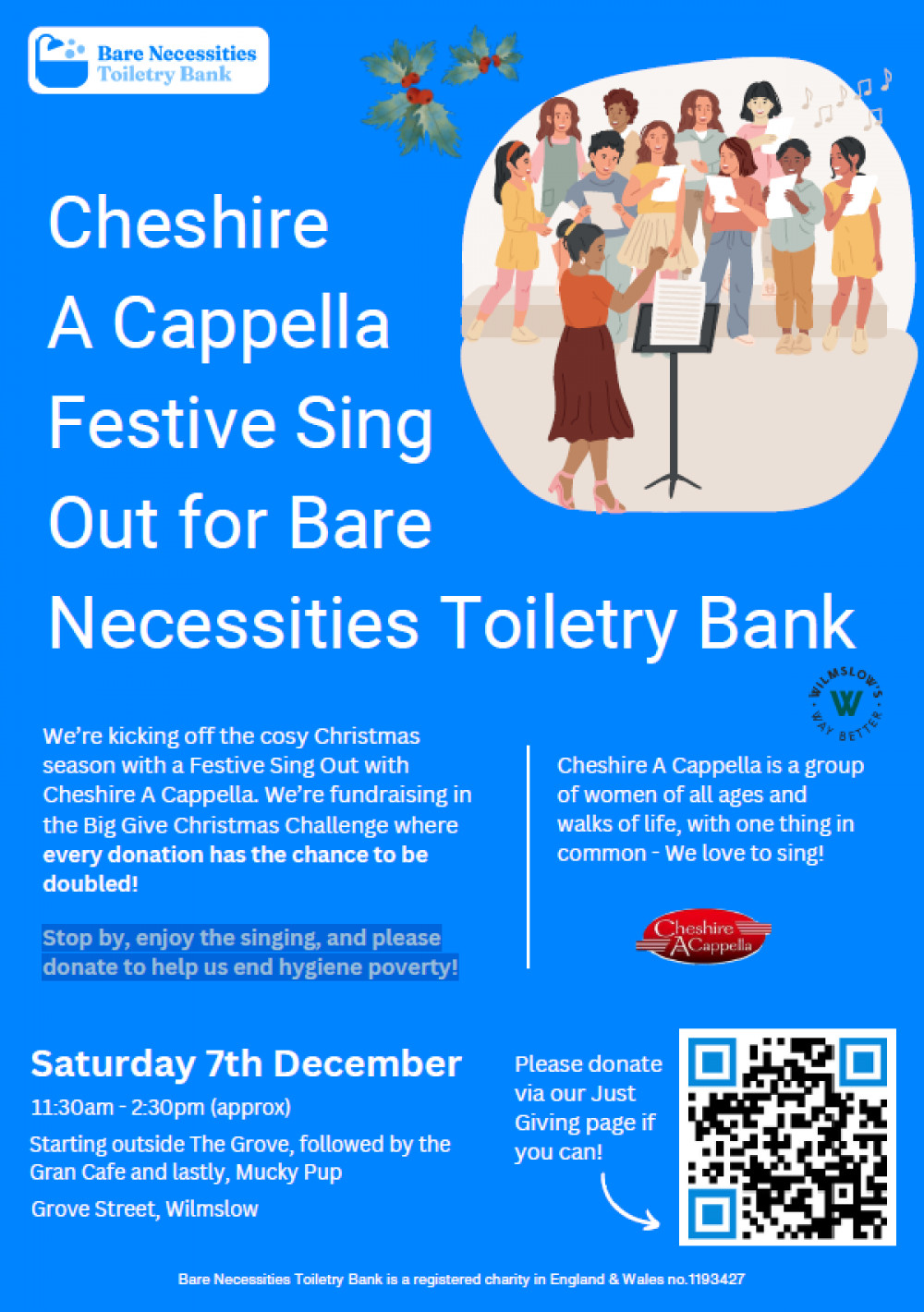 Bare necessities have partnered with Cheshire A Cappella as part of their participation in The Big Give Christmas Challenge (Bare Necessities).