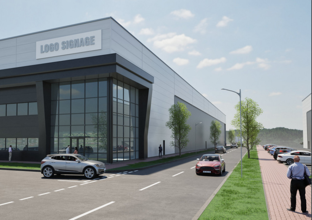 An artist's impression of one of the new industrial buildings (image via planning application)