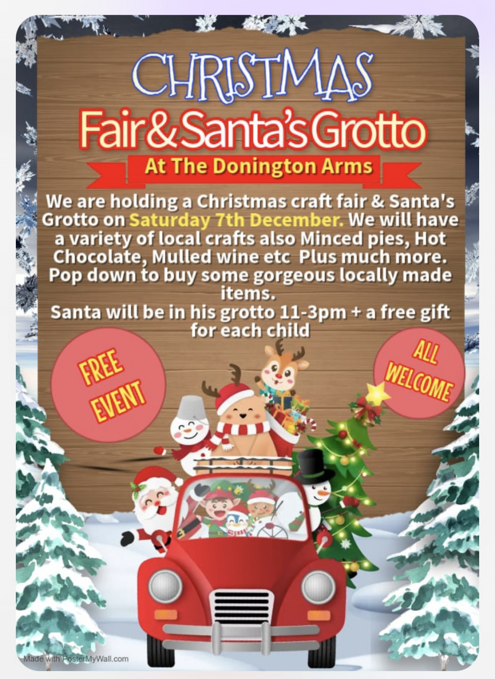 Christmas Craft Fair and Santa's Grotto at The Donington Arms, Donington le Heath, near Coalville