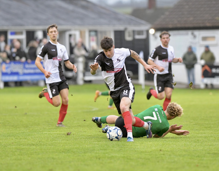 Callum Gould opened the scoring with a clinical finish and came close to a second with a thunderous strike off the crossbar. (Photo: Colin Andrews) 