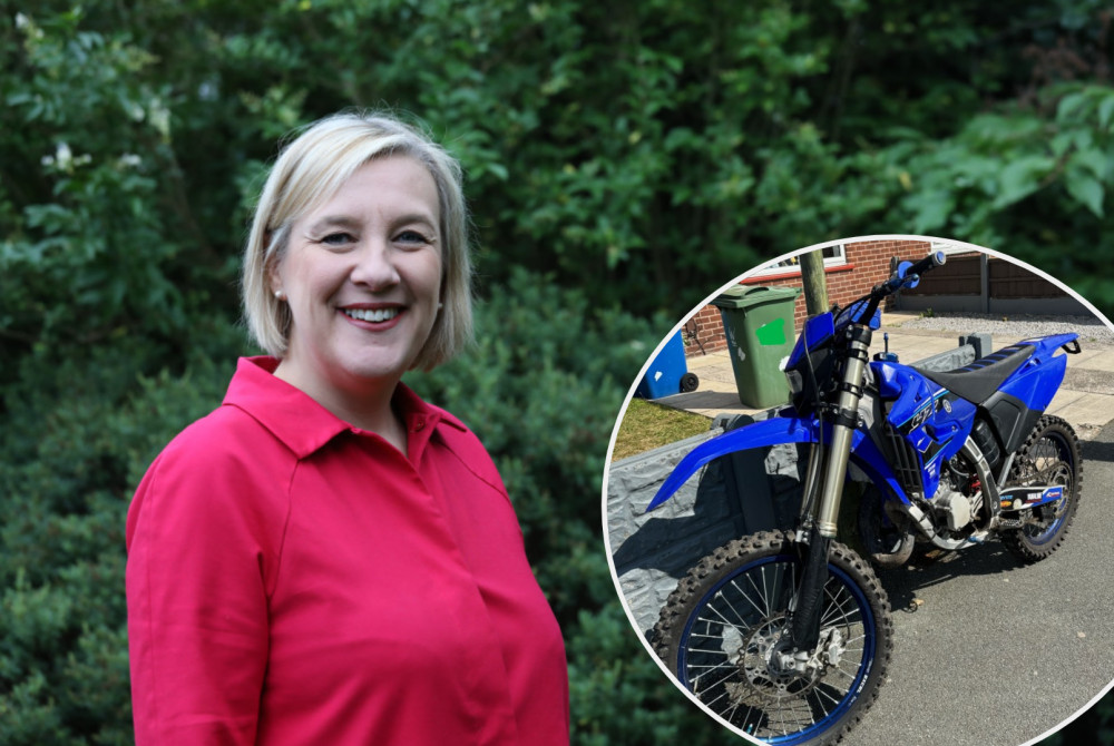 Hazel Grove MP Lisa Smart has called for more police resources to help tackle illegal offroad bikes around Stockport (Images - main: Lisa Smart / inset: Greater Manchester Police)