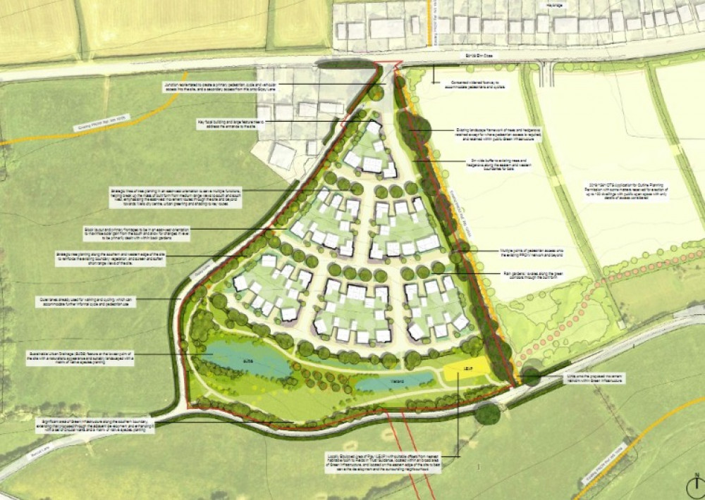 Masterplan For 47 Homes On The B3139 Elm Close In Wells. CREDIT: FCPR. 