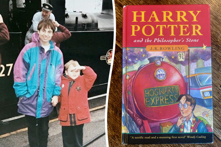 Christine McCulloch bought the Harry Potter first edition for a tenner in 1997 (image via SWNS)