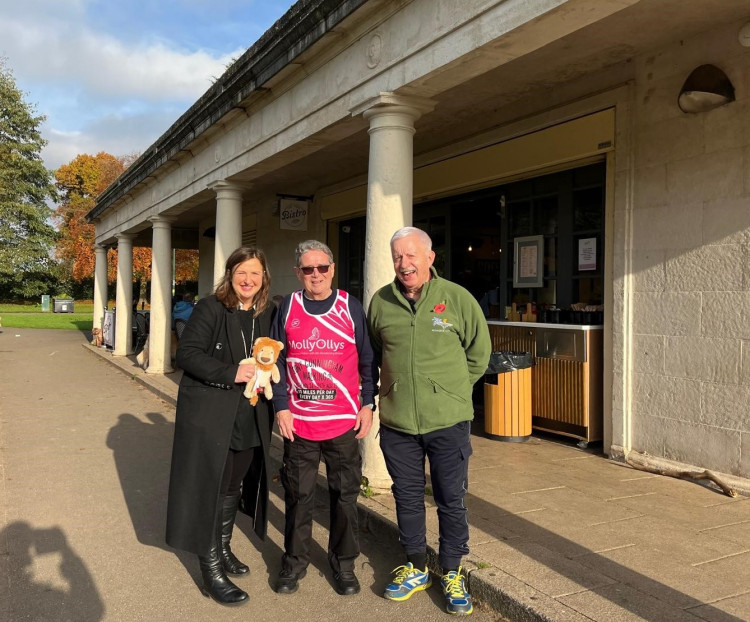 Rachel Ollerenshaw, Tony Cunningham and Bernard Fitzpatrick with charity mascot Olly The Brave (image supplied)