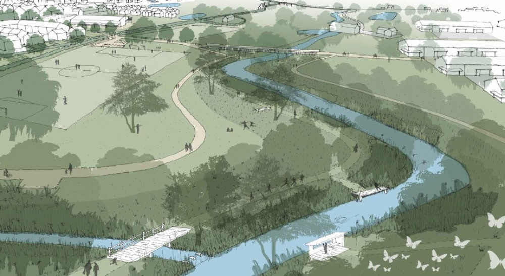 An artist's impression of the pitches and country park within the Selwood Garden Community (image via planning application)