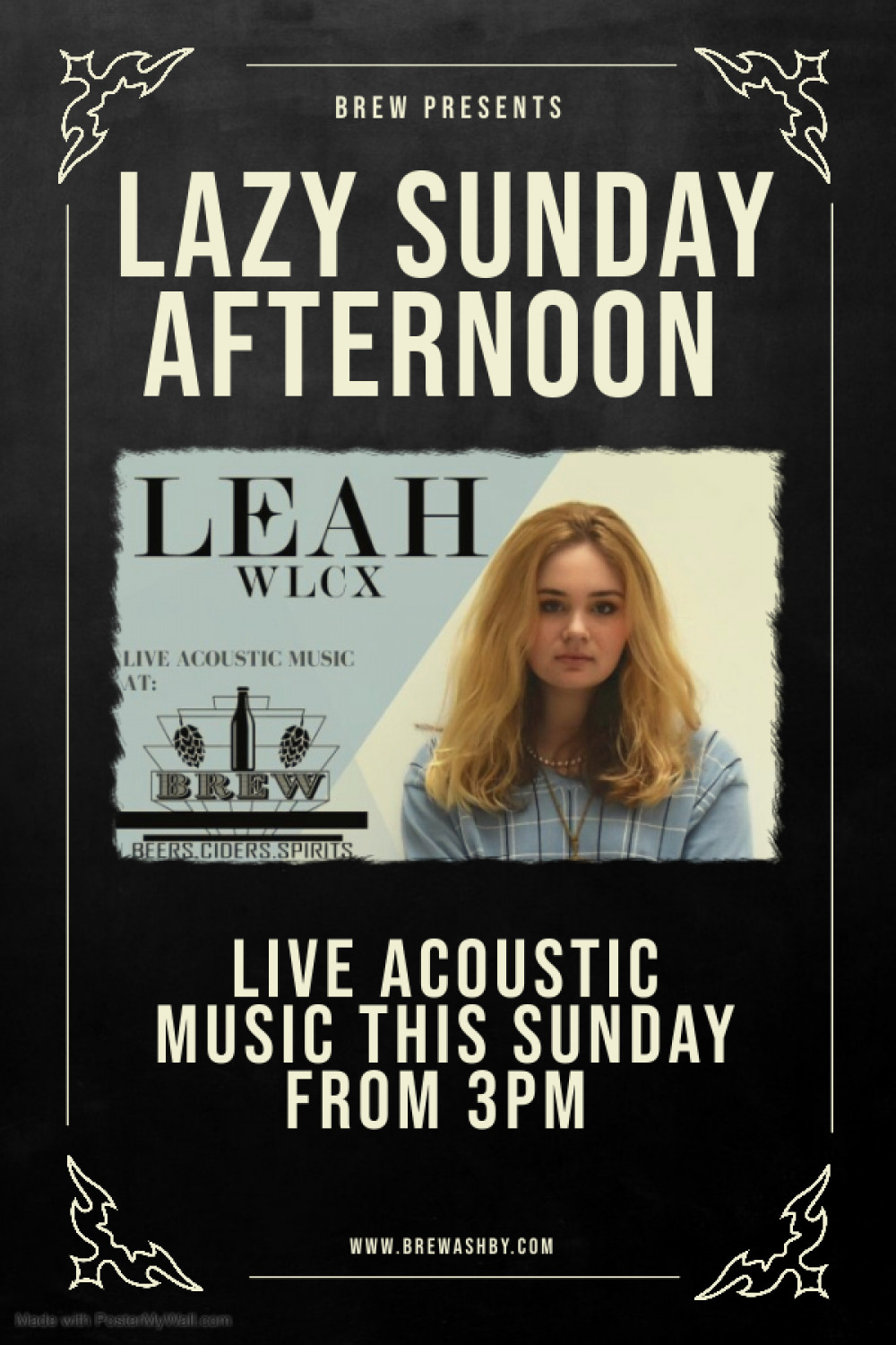 Lazy Sunday Afternoon Acoustic Session with Leah Wilcox at Brew, 106B Market Street, Ashby-de-la-Zouch