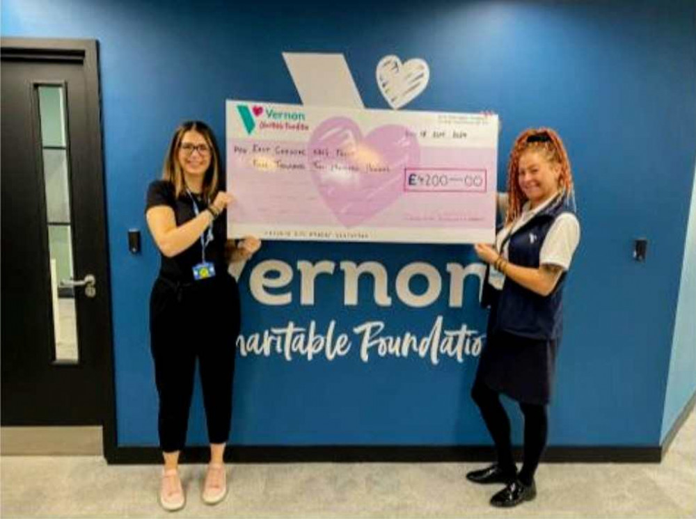 Fundraising and events manager for NHS East Cheshire Charity, Lily Preston (left), with Vernon Building Society's St Petersgate branch manager, Laura Turner (NHS East Cheshire).