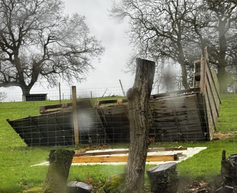 Storm Darragh has caused substantial damage at Middle England Farm (image via Middle England Farm)