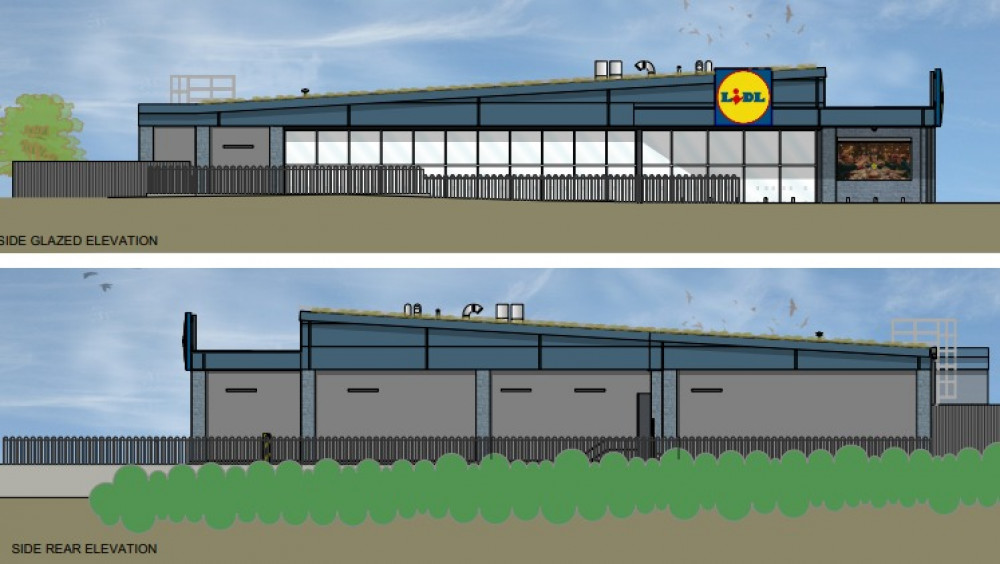 An elevation drawing showing the new store. 