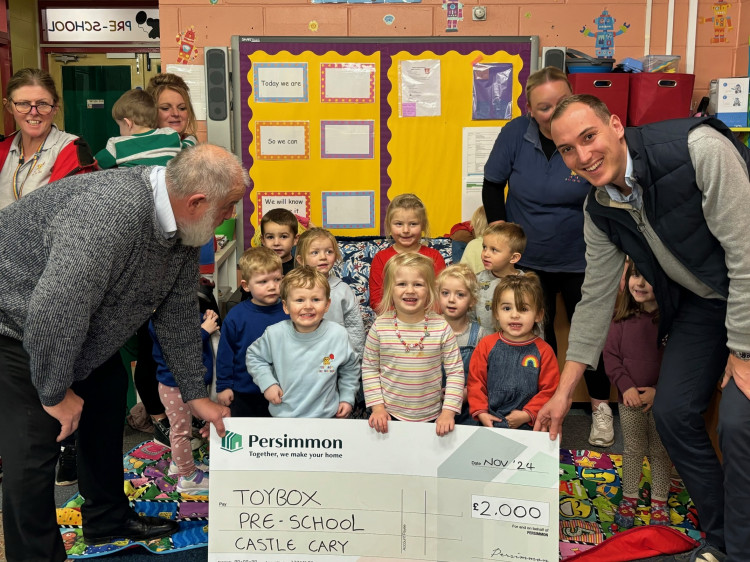 Persimmon Homes Severn Valley Has Donated £2,000 To The Toybox Pre School In Castle Cary. CREDIT: Persimmon Homes Severn Valley