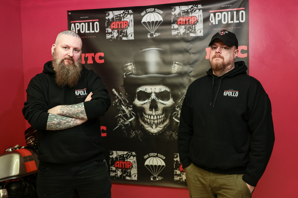 Stockport Tattoo Convention founders Mike Gribben (right) and Chris Dodd (left). (Image - Kenny Brown / Manchester Evening News, via LDRS)