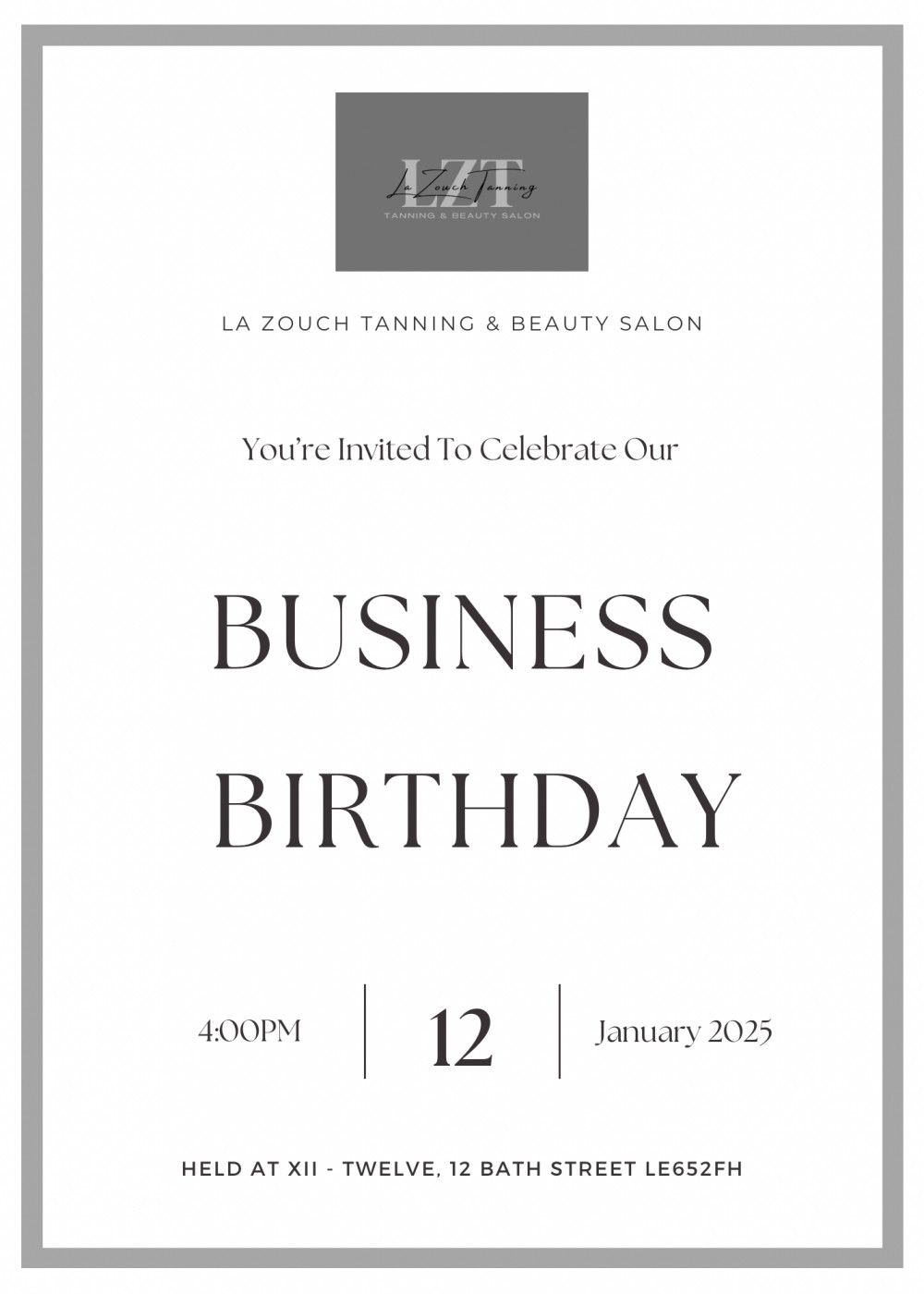 La Zouch Tanning Business Birthday at Twelve, 12 Bath Street, Ashby de la Zouch