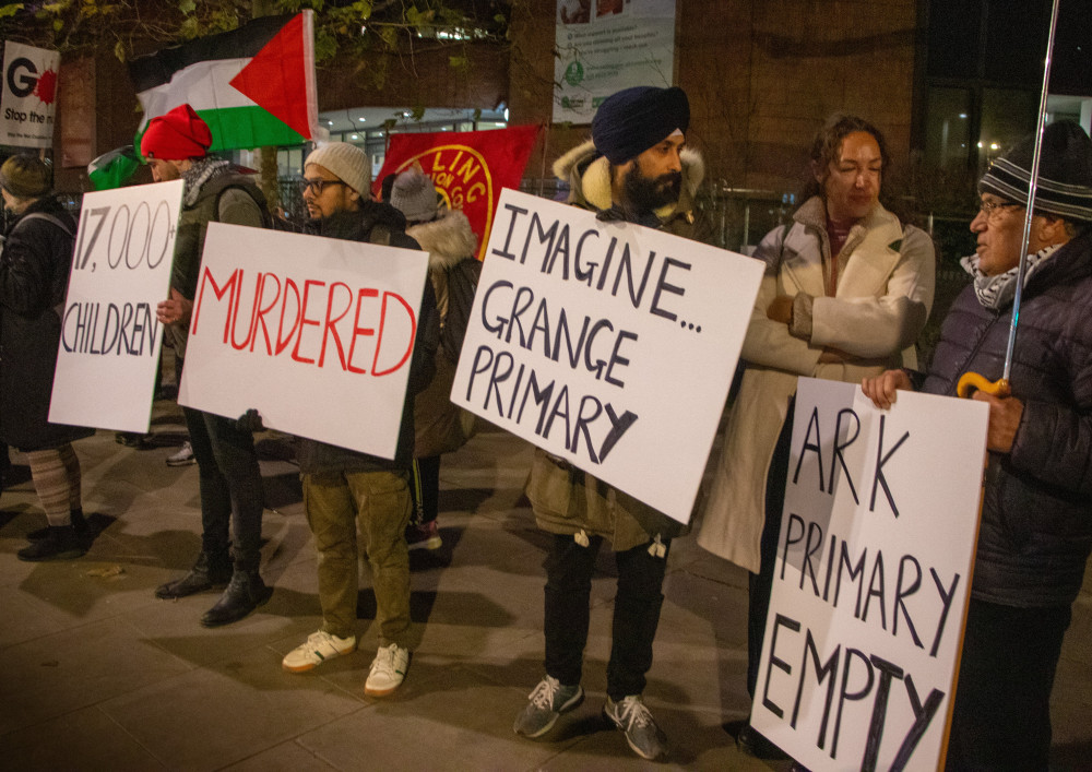 Pro-Palestine supporters outside Ealing Town Hall (credit: Abbas Mustafa).