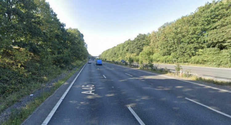The A46 is expected to remain closed until the morning (image via Google Maps)