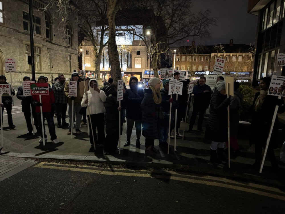 Anti-CPZ campaigners protesting outside of Ealing Council on 10 December (credit: Rupinder Sehmi).