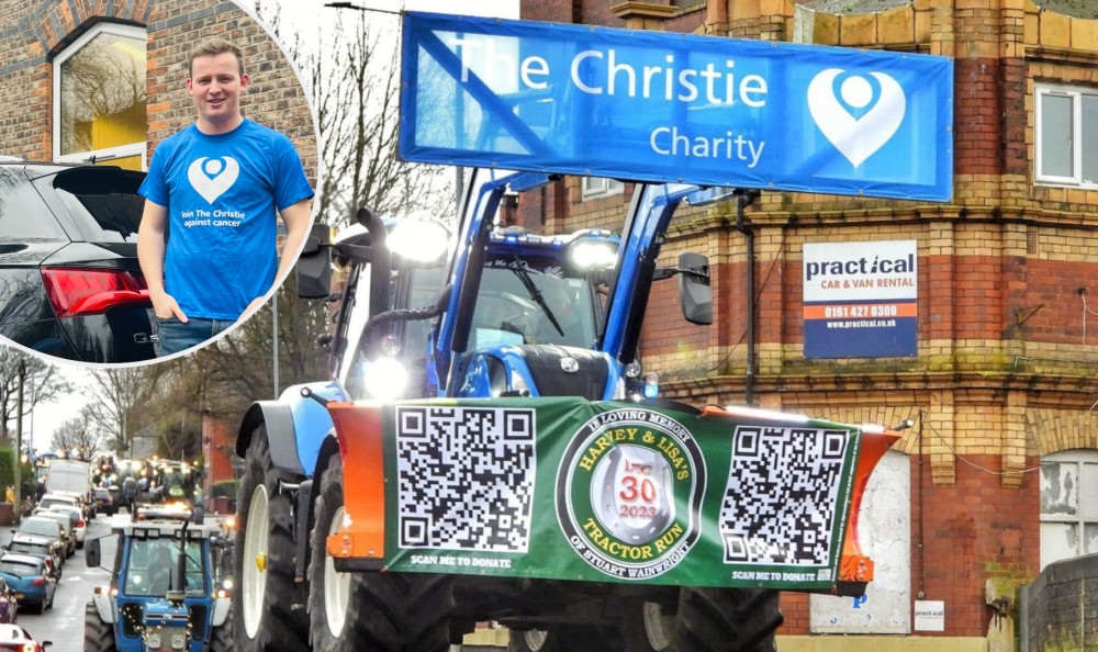 A convoy featuring more than 100 tractors will be raising money for cancer care and research as it passes through Bramhall and Marple (Images - The Christie)