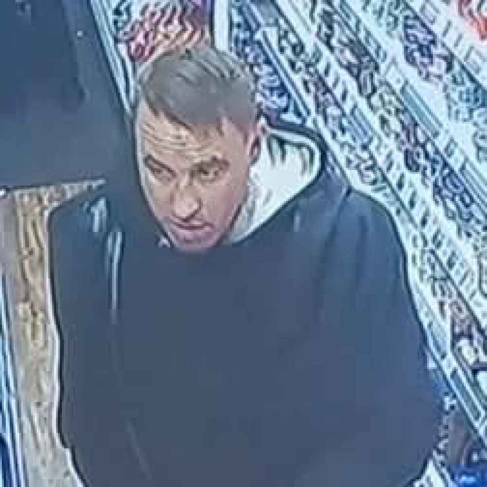 Cheshire Police have released a CCTV appeal to locate a man who stole food and alcohol products from a shop on Edleston Road (Crewe Police).