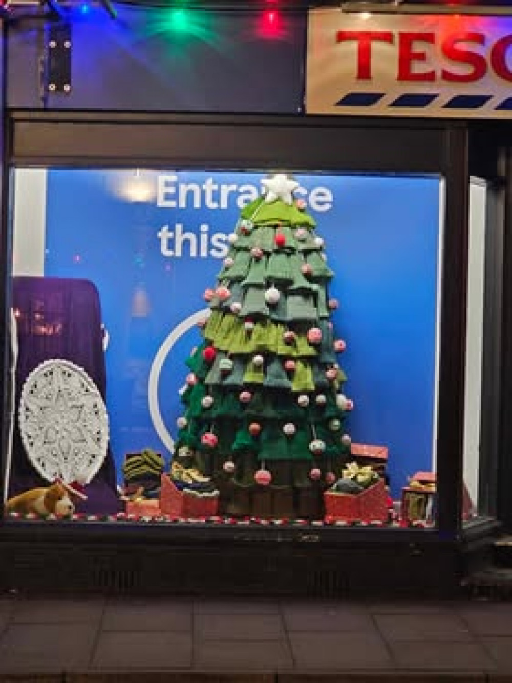 Holmes Chapel Community Yarn Bombers have knitted a giant Christmas tree complete with coloured bauble baubles! (Photos: Anita Armitt) 