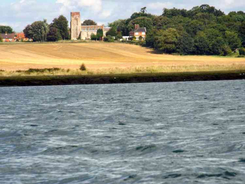 Erwarton church from the river Stour