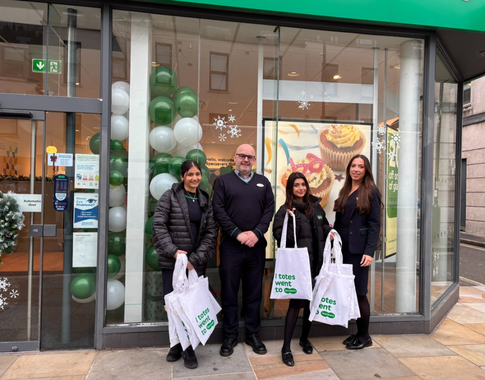 (Left to right) Specsavers Richmond upon Thames – Irlin Chopra, Senior Optical Advisor, Lee Penfold, Retail Director, Sarah Rajabali, In Store Trainer and Rebecca Brogan, Store Manager (credit: Specsavers Richmond).