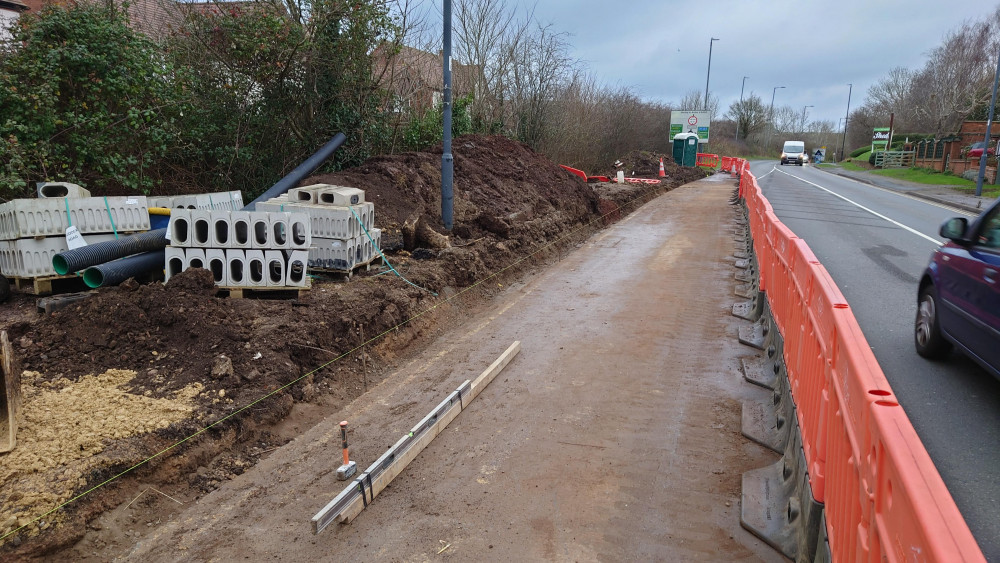 Phase two of the works on Birmingham Road are underway (image via Warwickshire County Council)