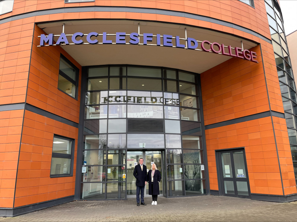 MP Tim Roca met with principal and chief executive Rachel Kay (Credit: Macclesfield College)