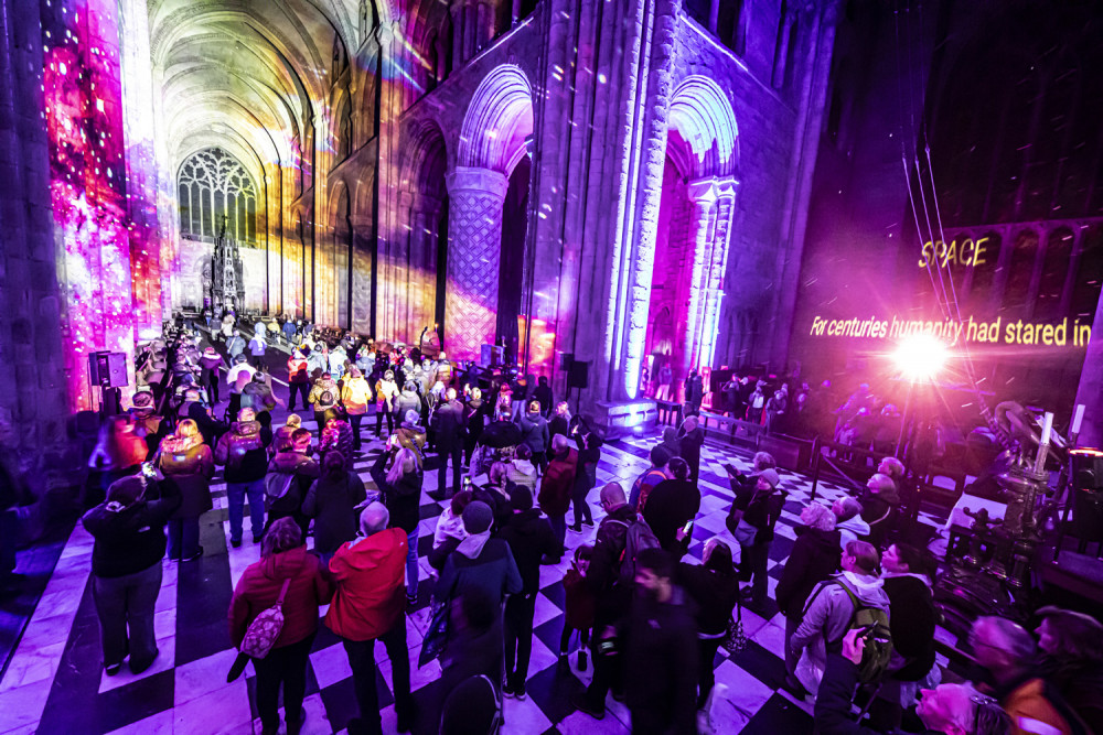 Wells Cathedral will be illuminated with cosmic projections as part of the stunning 'Space' light and sound show.