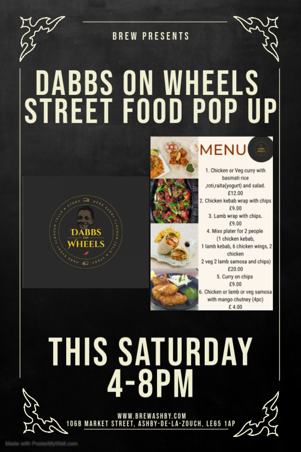 Dabbs on Wheels Street Food Pop Up at Brew, 106B Market Street, Ashby-de-la-Zouch