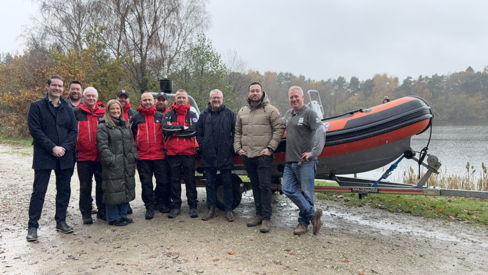 From left to right: Steven Percy and Justine Clowes from SAS Daniels, members of Cheshire Search and Rescue, Gareth White from Bennett Brooks, and Rob Trude and James Hogben, Macc Beer Fest committee 